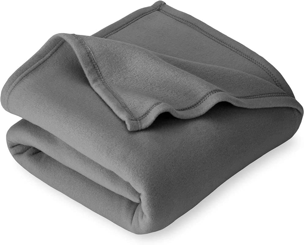 VAS COLLECTIONS 300 TC All Season Solid/Plain Light Weight Polar Fleece Double Bed Blanket (230 x 230 cm, Grey, Skin Friendly)