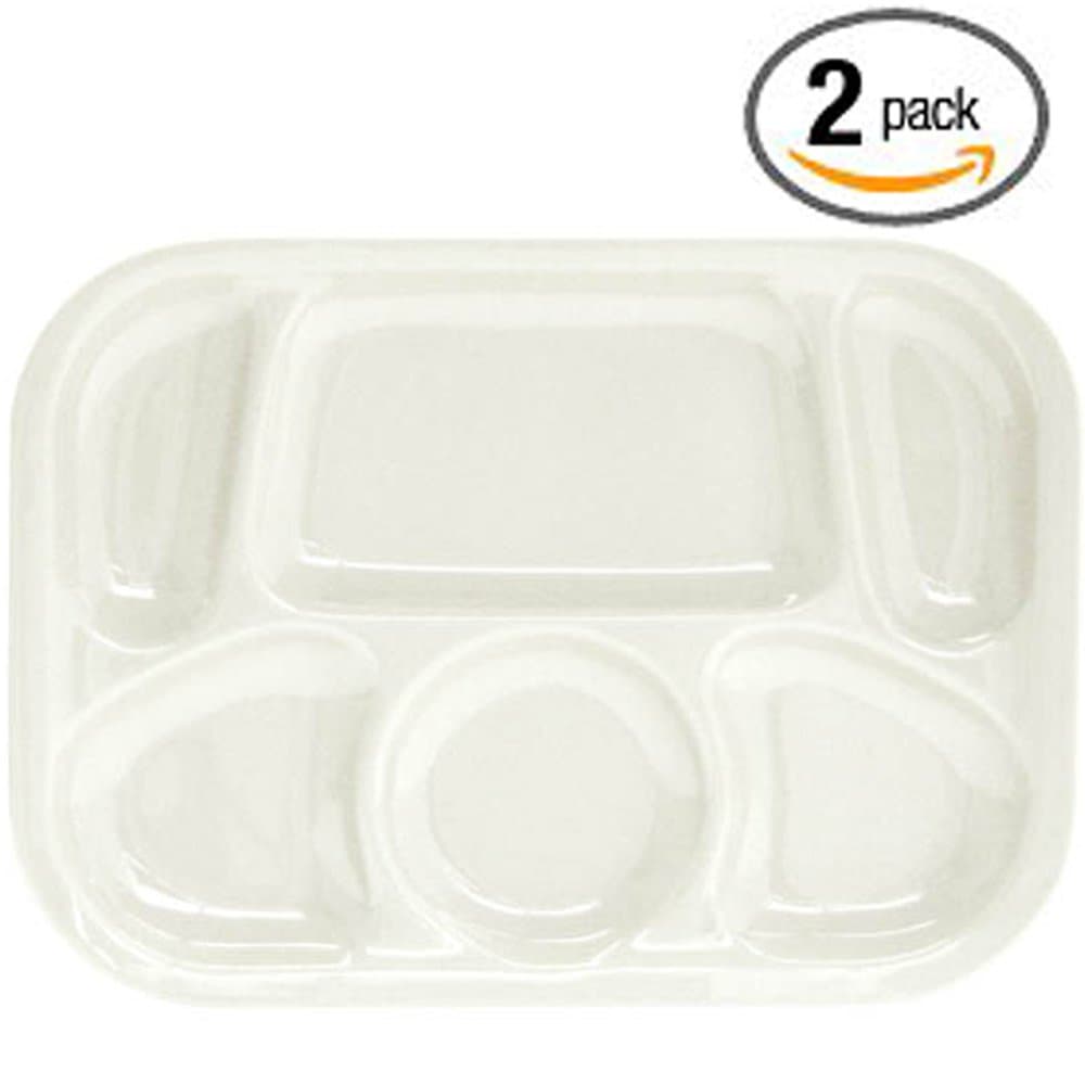 Melamine Six Compartment Stackable Mesh Trays and Dough Scraper, 13 Inches by 9.5 Inches, Set of 2, White