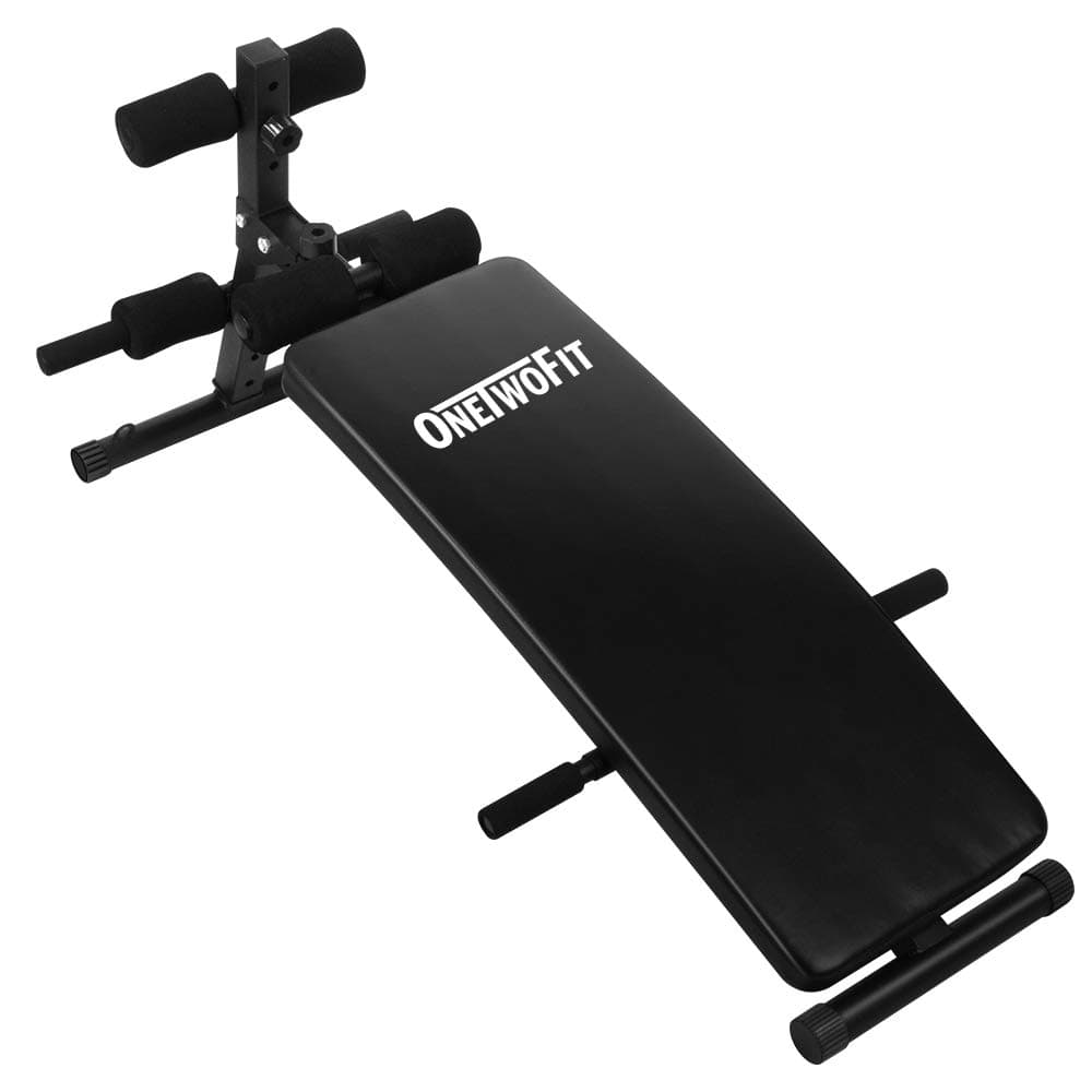 ONETWOFIT Arc-Shaped Sit up Bench Ab Bench Crunch Board Slant Board Adjustable Workout Equipment for Toning and Strength Training OT085