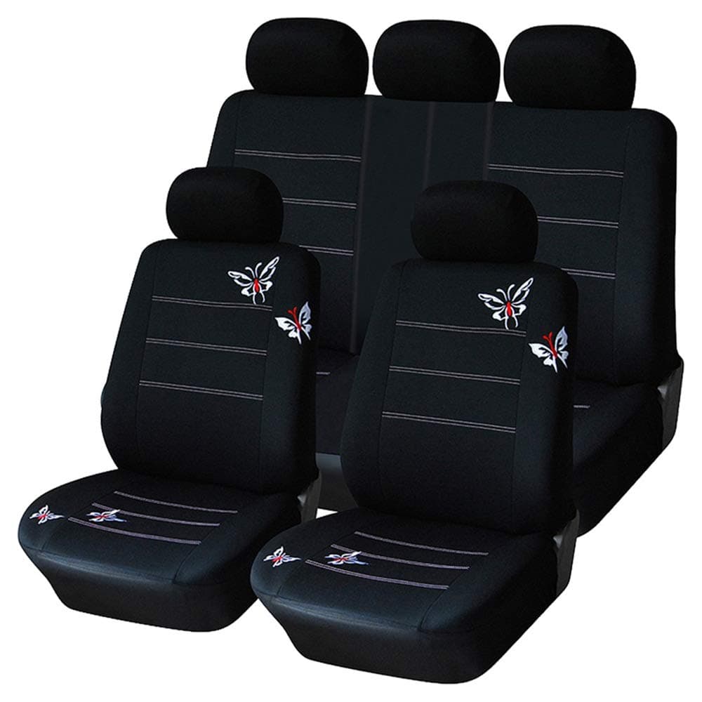 QXCOM Universal Auto Full coverage Seats Covers Flax fiber Car Seat Cover for peugeot 301 307 308 508 2008 4007 4008 508 sw (黑色)