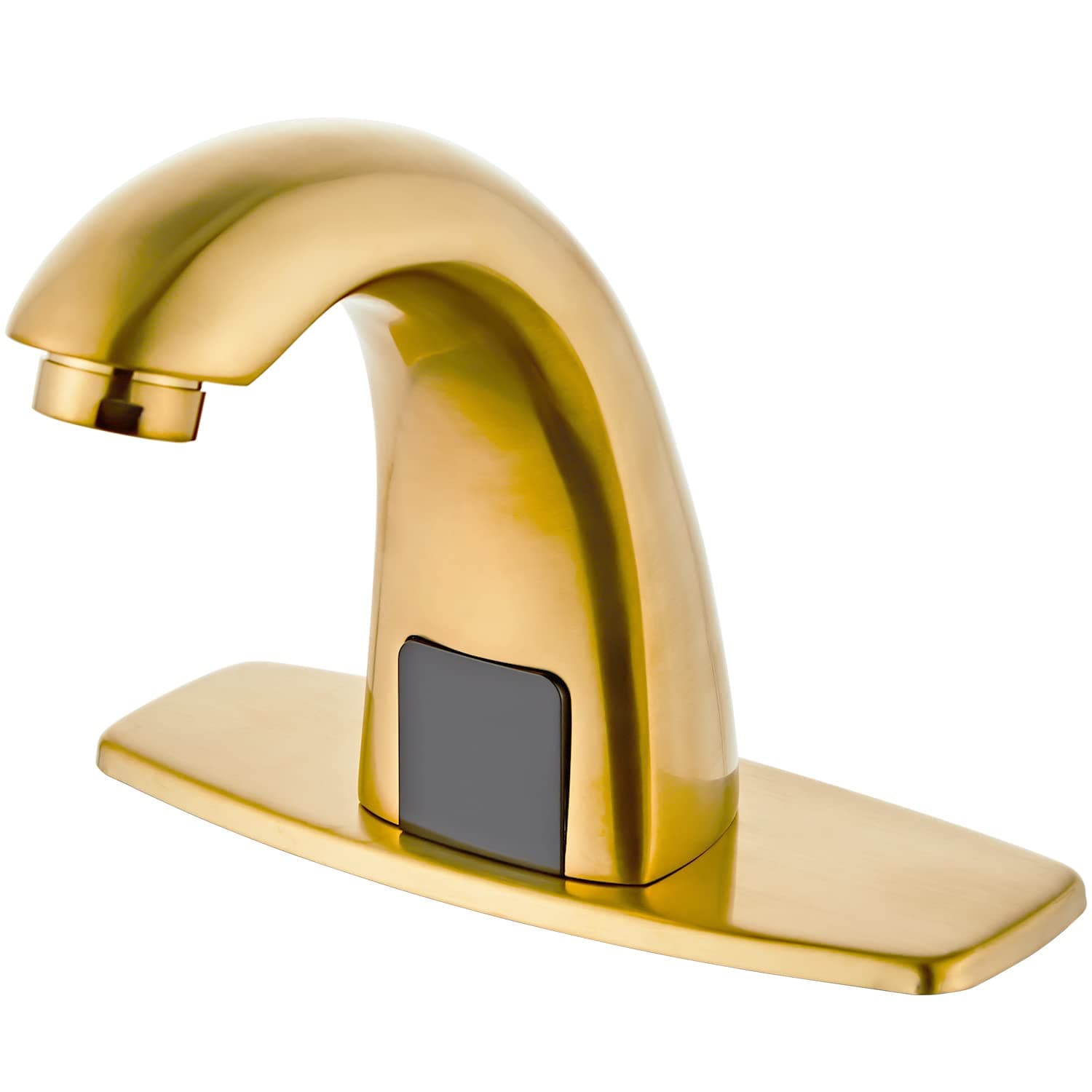 Luxice Brushed Gold Touchless Bathroom Sink Faucet - Automatic Motion Sensor Battery Opertated with Temperature Mixing Valve for Commercial Lavatory