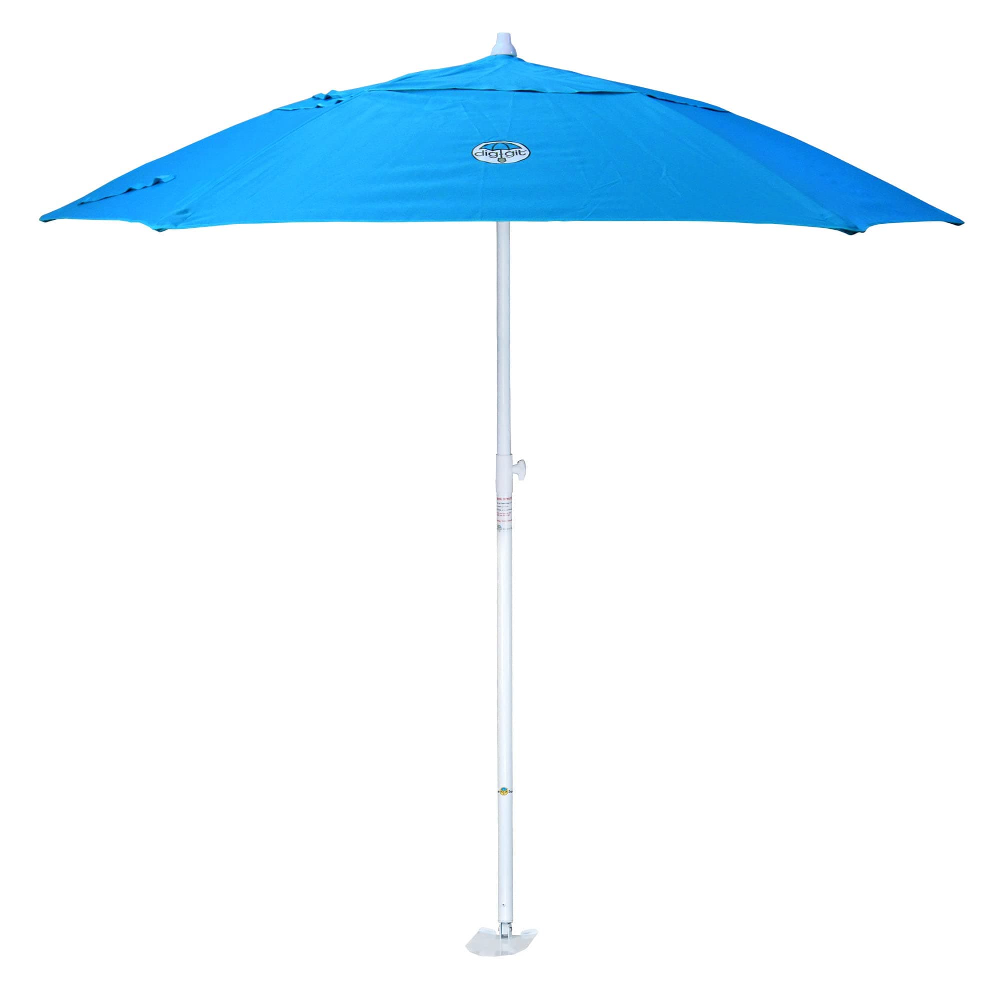 dig-git beach umbrella w/integrated anchor (aqua) heavy duty 7 ft. dia. canopy, spf protection, 600 uv hr 220g fabric, aluminum/steel construction