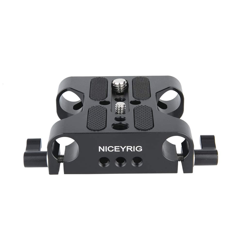 NICEYRIG Multipurpose Camera Base Plate with 15mm Rod Rail Clamp for DSLR Rig Support System