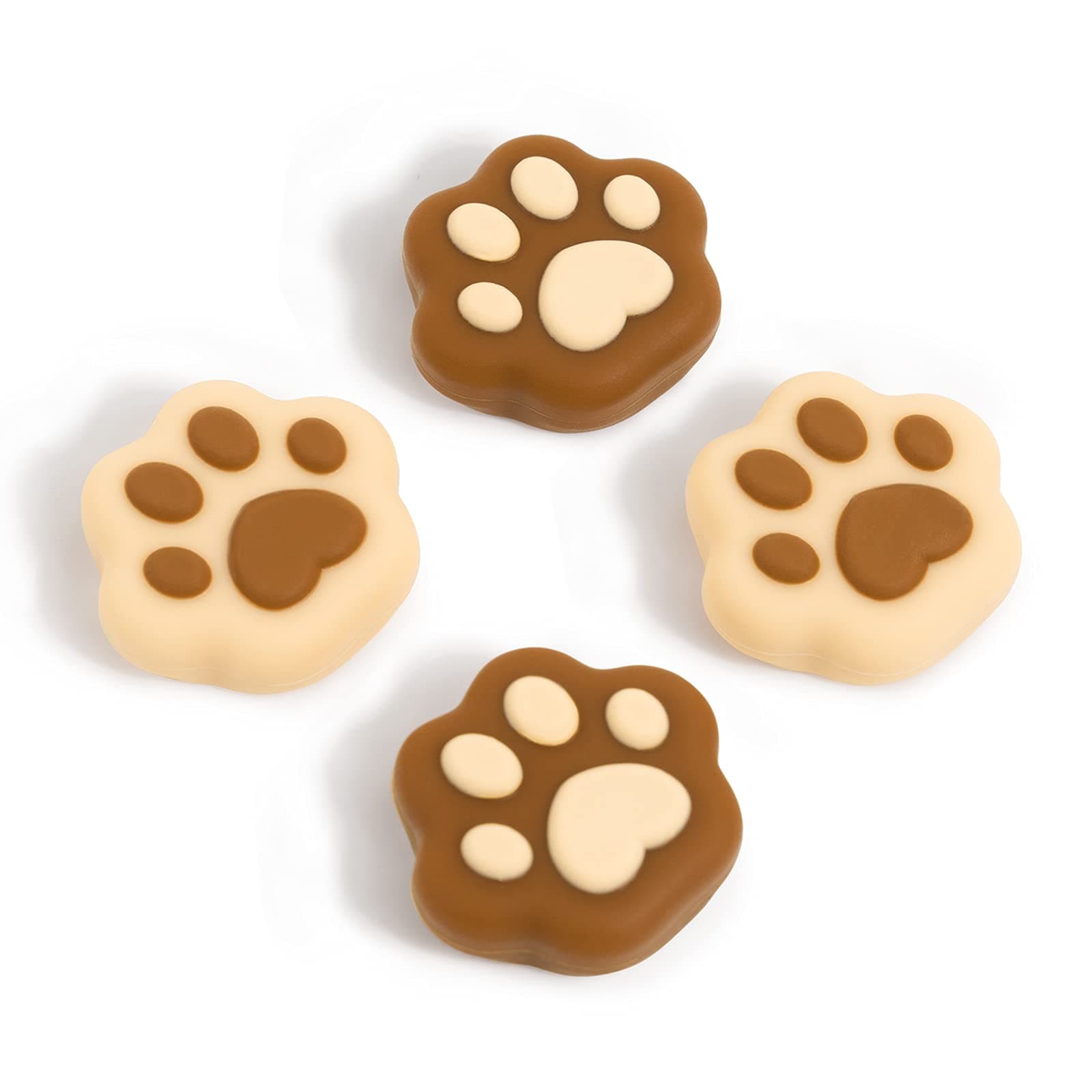 GeekShare Cat Paw Shape Thumb Grip Caps,Soft Silicone Joystick Cover Compatible with Switch/OLED/Switch Lite,4PCS (Milk Tea-Brown)