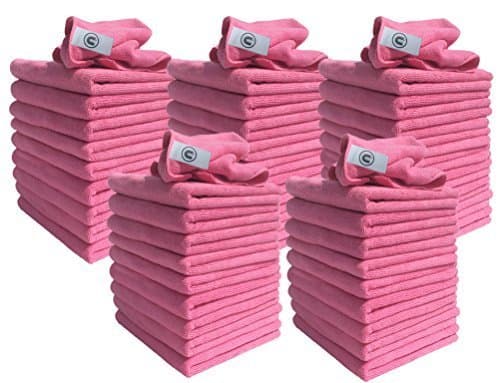 – DCS Microfibre Cleaning Cloth, Pink, Pack of 50, Large Size: 40x40cm. Super Soft Premium Streak Free Washable Cloth Duster for Kitchen, Bathrooms, Surfaces, Mirrors, Car, Motorbike