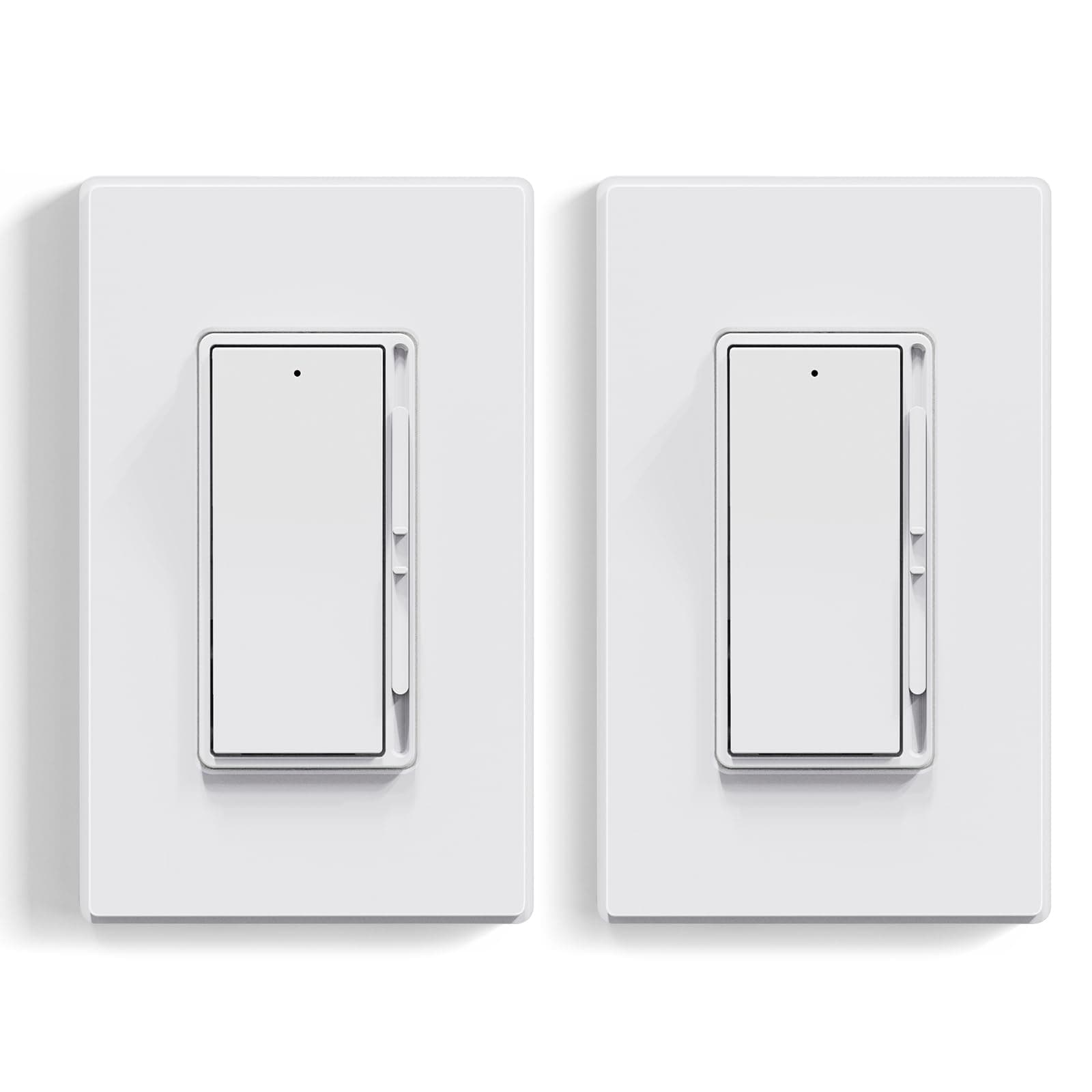 ELEGRP Dimmer Light Switch for 300W Dimmable LED/CFL Lights and 600W INC/HAL Bulbs, Single Pole/3-Way LED Slide Dimmer Light Switch, Wall Plate Included, UL Listed, 2 Pack, Matte White