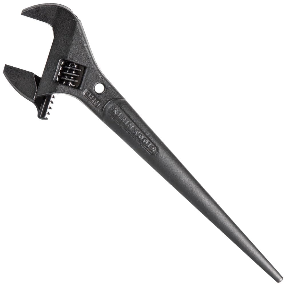 Klein Tools 3227 Extra Wide Adjustable Wrench, Made in USA, Construction Spud Wrench for Up to 1-7/16-Inch Nuts and Bolts, 10-Inch, with Tether Hole