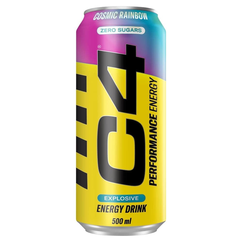 Cellucor C4 Original Carbonated Zero Sugar Energy Drink, Pre Workout with Beta Alanine, Cosmic Rainbow, 500ml Can