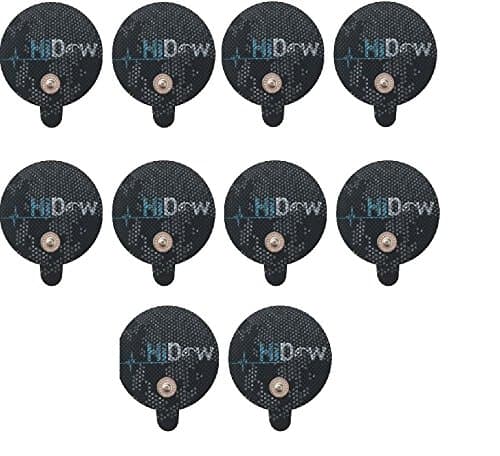 Hi-DowTENS Unit 5 Pack Large Round Stim Electrode Pads Replacement Compatible with | Healthmateforever | Iq Massager | Compex TENS EMS Stim Massagers, Cloth Premium Adhesive Gel