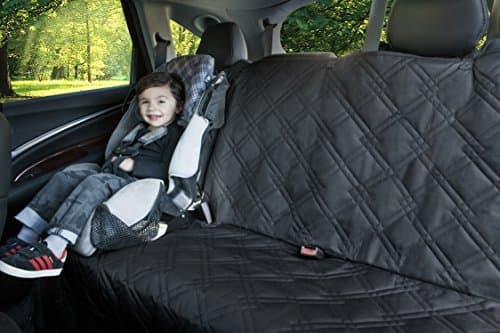 Car Back Seat Protector for Kids – Thick Padded Diamond Design Child Backseat Cover for Car Truck SUV with Non-Slip Material 100% Waterproof 600D Scratch Proof Machine Washable | Kids Car Seat Covers (Old Zippered)