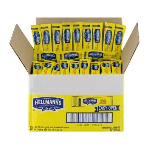 Hellmanns Real Mayonnaise Stick Packets, 0.38 ounce 210 counts per case.