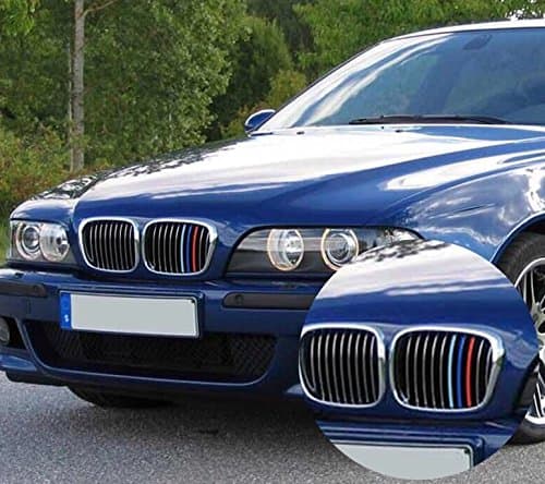 BizTech ® Grill Inserts Compatible with BMW Series 5 E39 1995-2003 Bonnet Hood Kidney Grille Grill Trim Buckle clip in Stripe Stripes Cover Decor