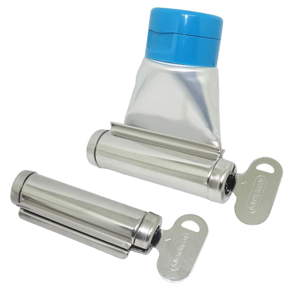 Toothpaste Tube Squeezer, Patented Chromed Stainless Steel (2 Pack) - Roller Tube Squeezing Dispenser Tool (CE230) - Upgraded Version - Achieve Greater Savings on Your Tubed Products, Made in Taiwan
