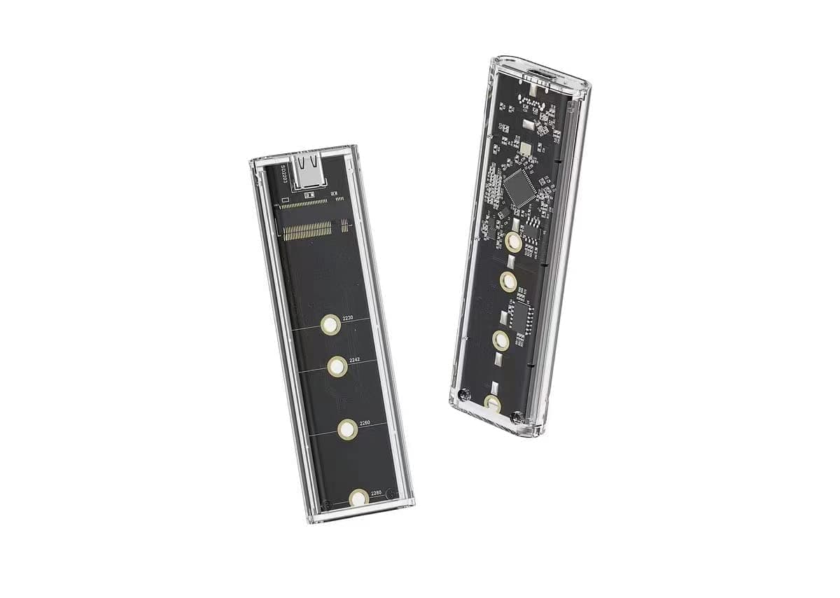 SSD Enclosure, M Key USB 3.1 Type-C to NVMe M.2 Adapter Enclosure,10 Gbps USB 3.1 Gen 2 to PCIe Gen 3 x2 Bridge Chip Support PCIe NVMe Based SSD 2230 2242 2260 2280