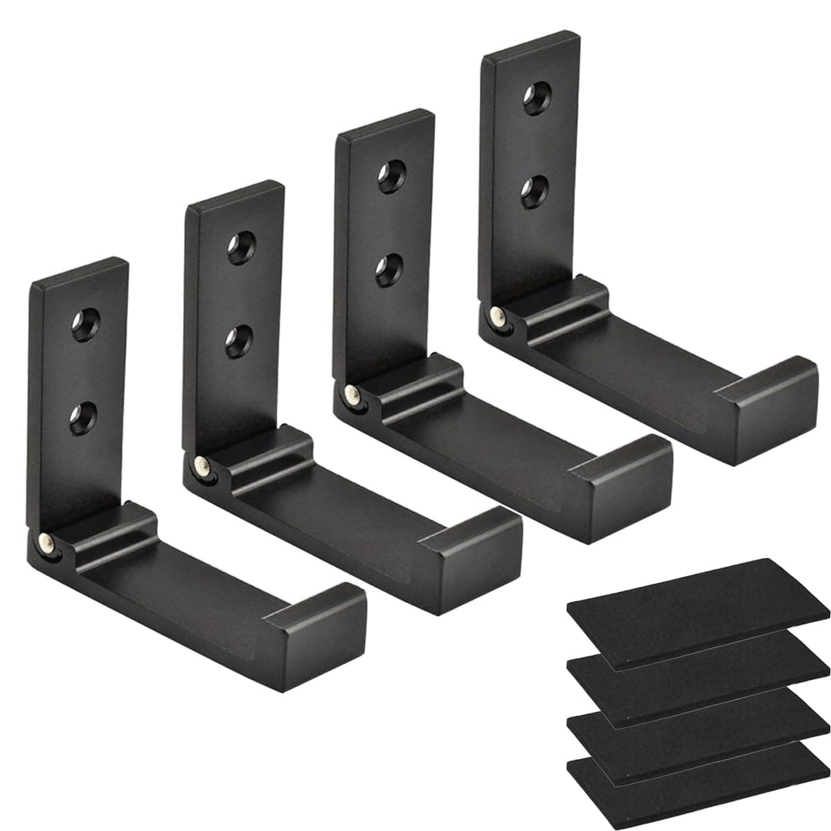 Folding Coat Hooks, Foldable Wall Hooks for Hanging Aluminum Alloy Cloth Hanger Coat Hanger Headphones Holder Headset Wall Hanger Hook- Pack of 4