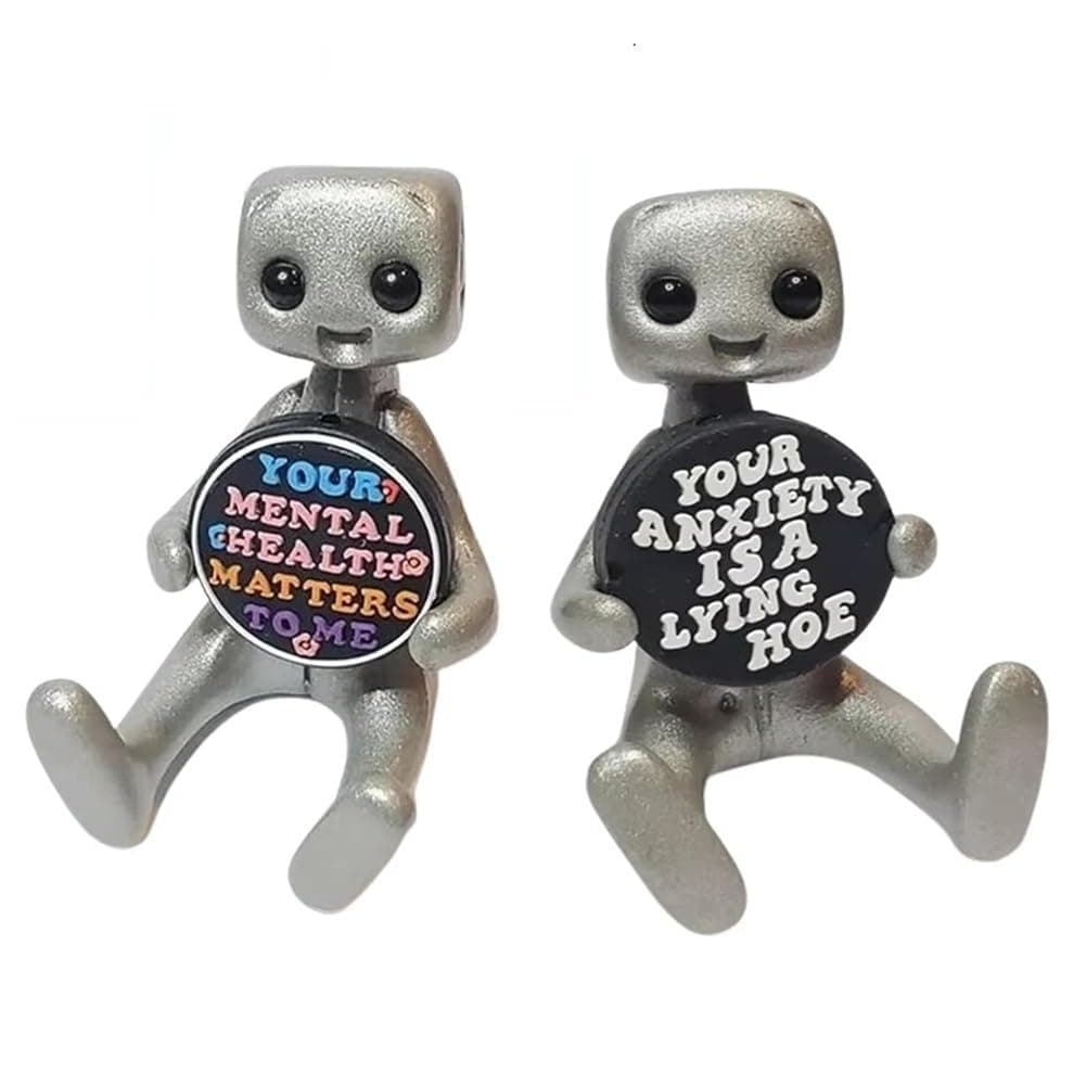 Malloy Your Anxiety Is A Lying Hoe Robot Cute Tiny Figure Mental Health Resin Desk Home Office Desk Buddy Children's Toy Gifts