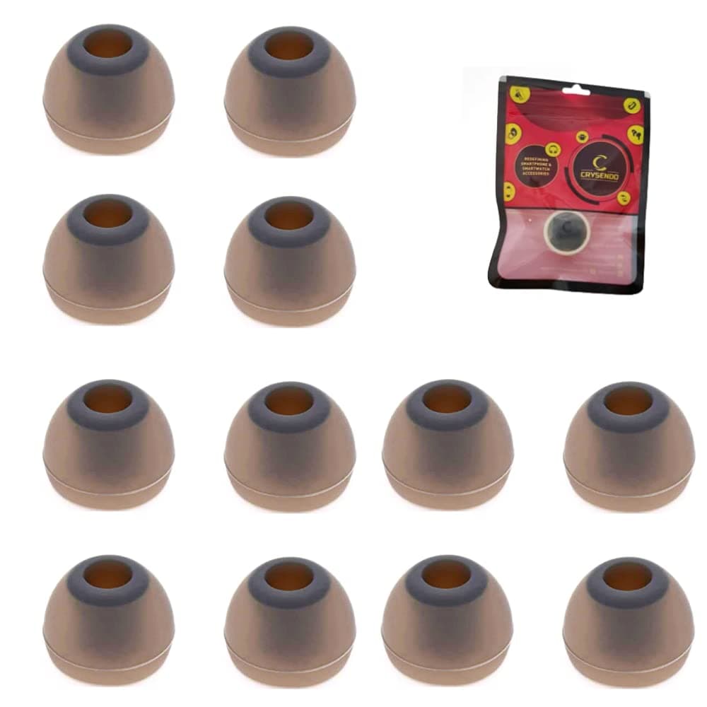 Crysendo Soft Silicone Rubber Earbuds Tips Eartips Earpads Earplugs in Earphones and Bluetooth Compatible with Senheiser Skulcandy Sam-Sung Son-y JBL Mi Beats (Large - 12Pcs, Grey)