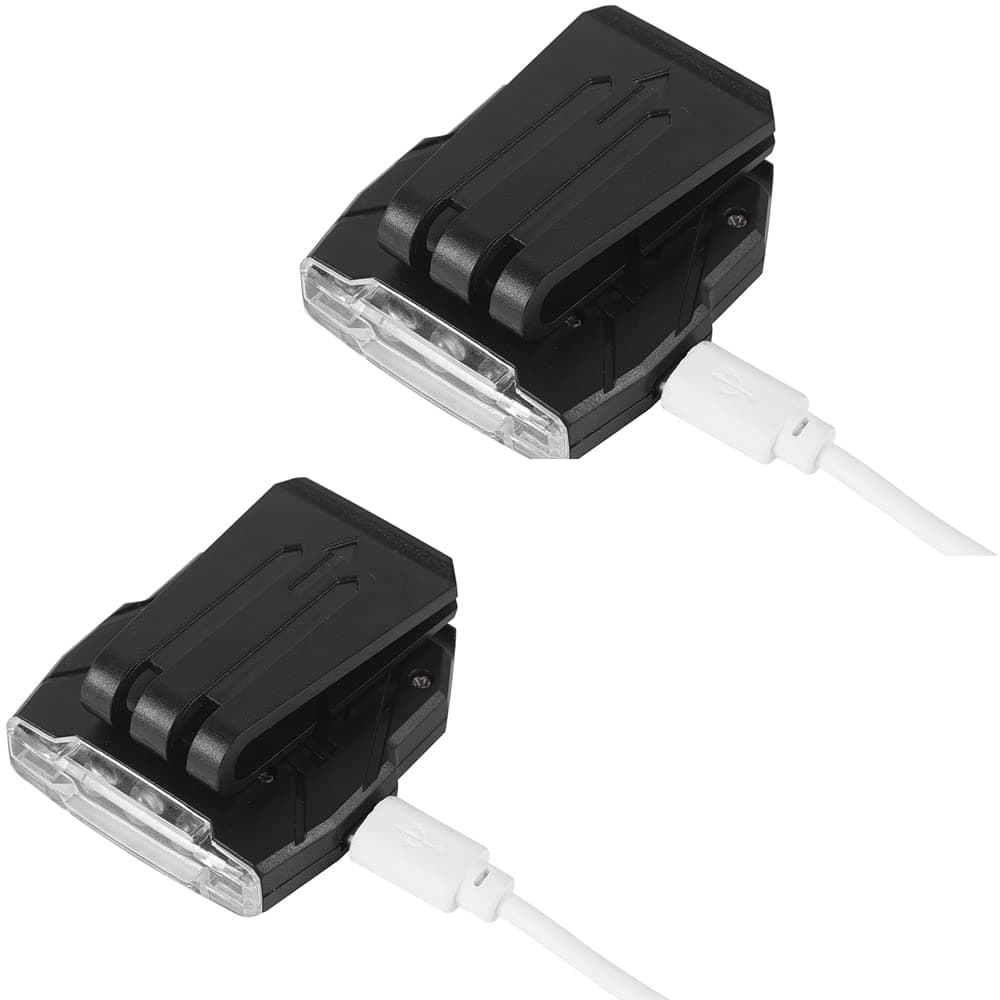 USB Rechargeable Ball Cap Light Clip on,100 Lumens Compact Mini Hard Hat Spotlight,0.91 oz Lightweight Headlights,Head Strap Included (2 Pack)