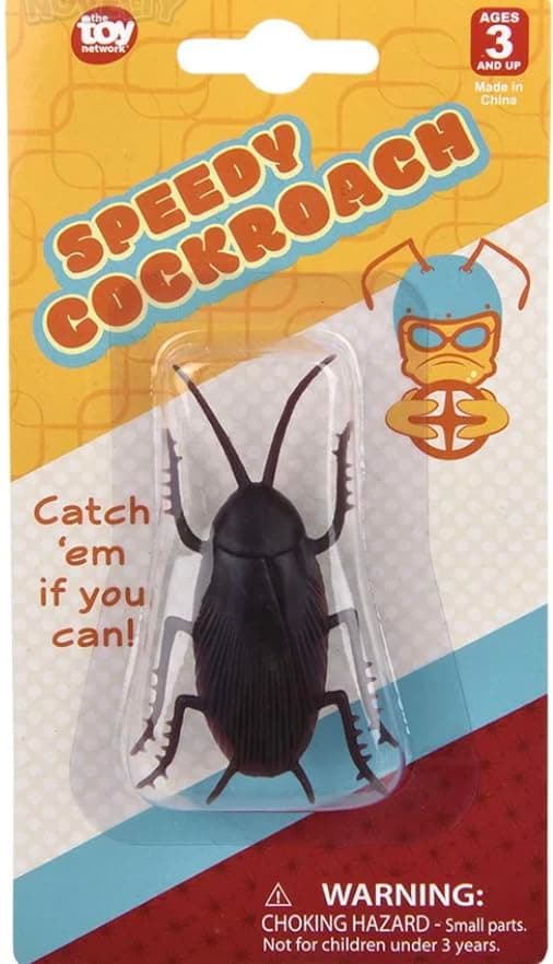 Pull Back Fake Cockroach Toy - Plastic Crawling Lifelike Insect - Realistic Cockroach Novelty Prank April Fools Gag Gift, Brown