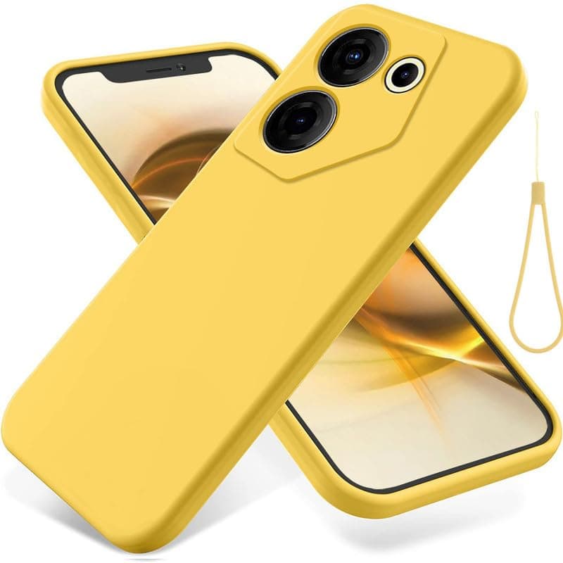 Nikaque For Tecon Camon 20 5G Liquid Silicone Case, Slim Fit Protective Shockproof Bumper Soft Gel Rubber Cover Compatible with Tecon Camon 20 5G, Yellow