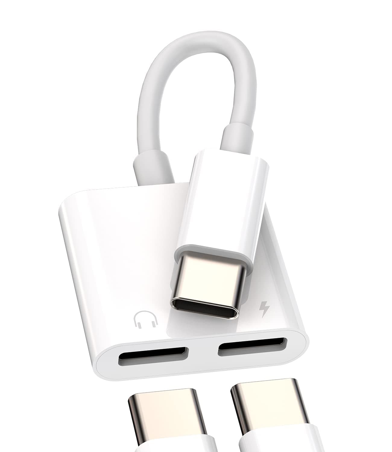 Dual USB-C Headphone Splitter 2in1 DAC Type C Jack Aux Charging Dongle Charger Audio Adapter Cable compatible for Samsung for Apple for iPhone15 Pro Max Plus for iPad Air Thunderbolt Cord Accessories