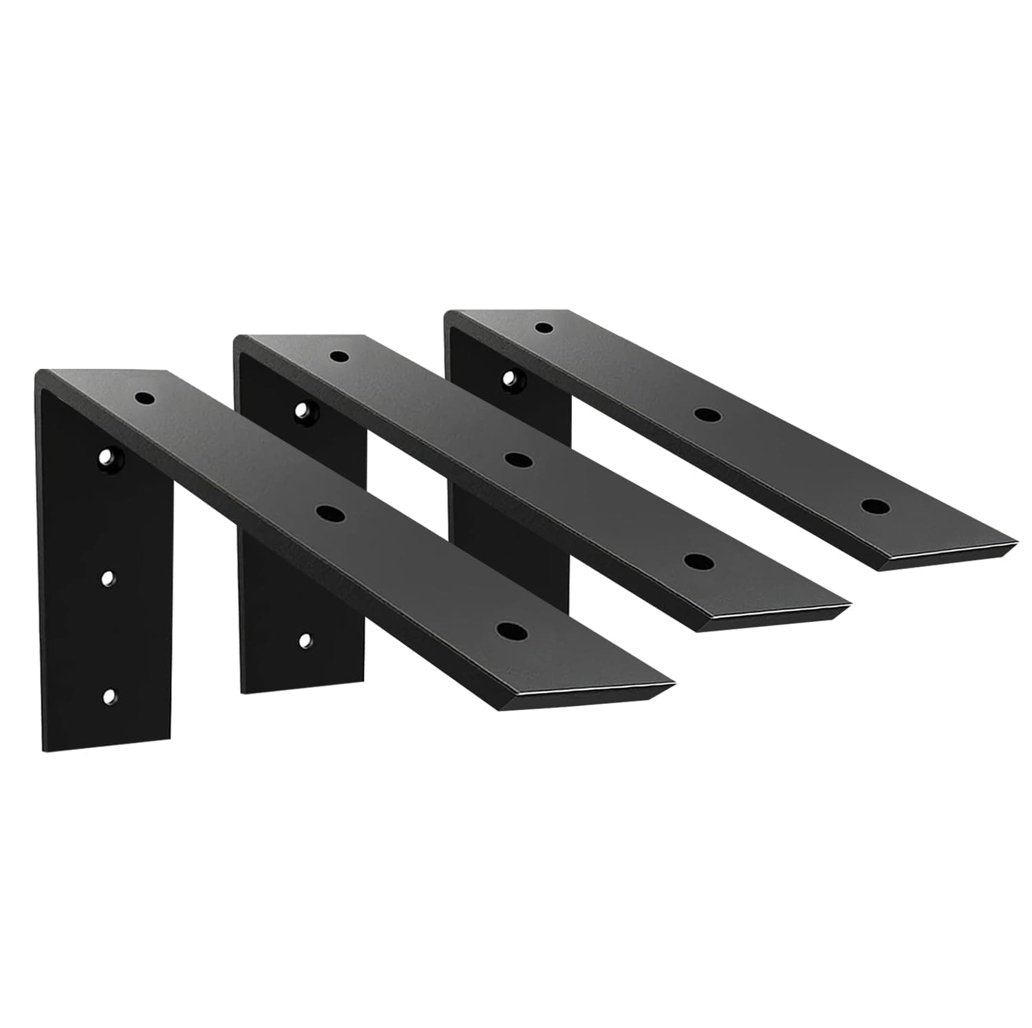 WINKER Countertop Support Bracket 3 Pack Heavy Duty 3/8" Thick Hidden L Shelf Bracket 8" x 6" x 2.5" Metal Corbels for Quartz/Granite/Wood/Concrete/Laminate Countertops, Black