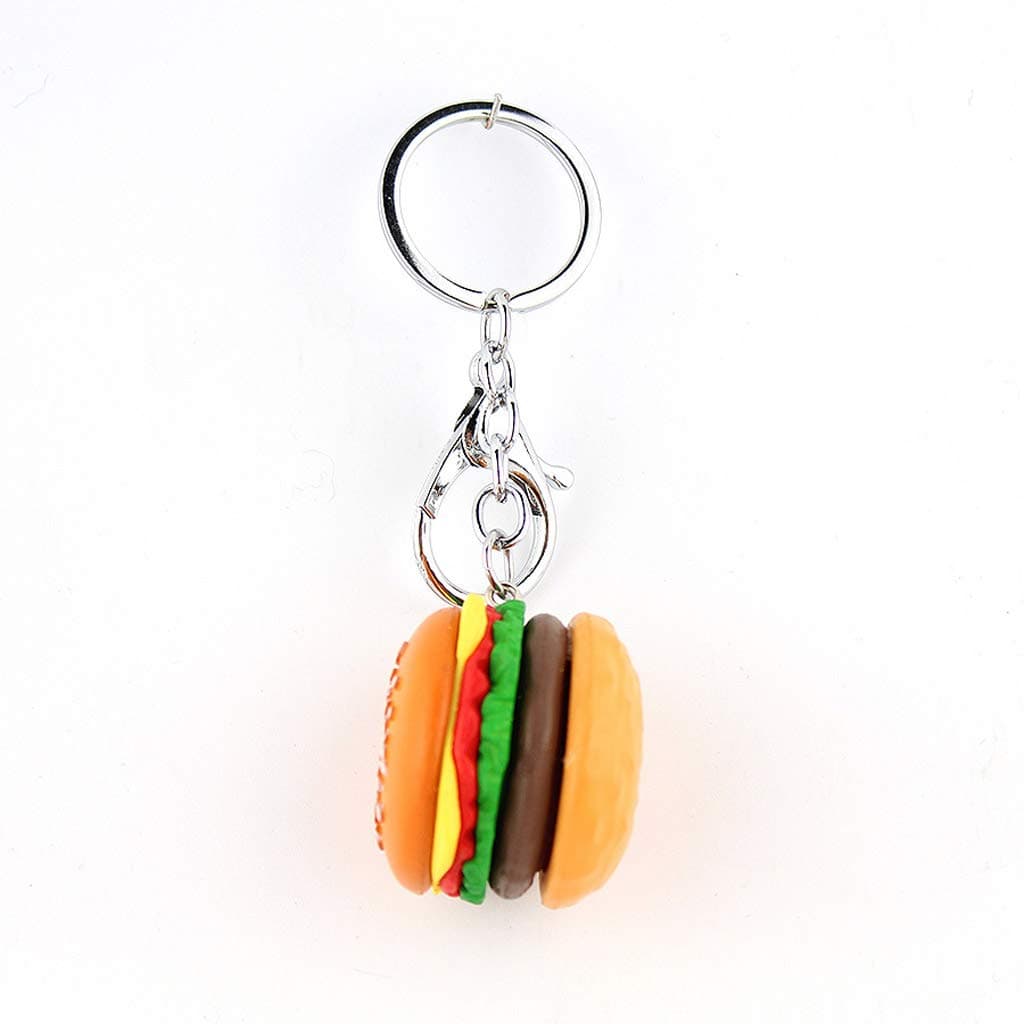 LEEleegang Ham-Burger Cheese-Burger Polymer Clay Key Chain Simulation Food Pendant Keyring