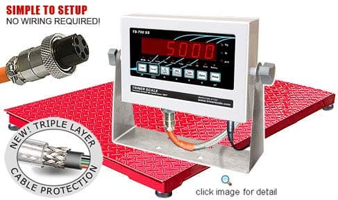 Triner Scale TSM5-46-A Floor Scale, 5,000 x 1 lb Capacity, 4' x 6' Deck, TS-700 MS Indicator