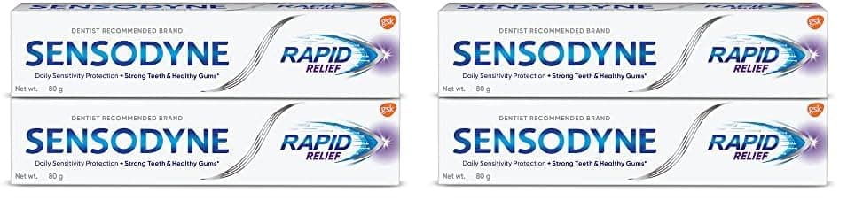 Sensodyne Toothpaste Rapid Relief Combo pack, Sensitive tooth paste to help beat sensitivity fast, 160 gm multi-pack (80 gm x 2) (Pack of 2)