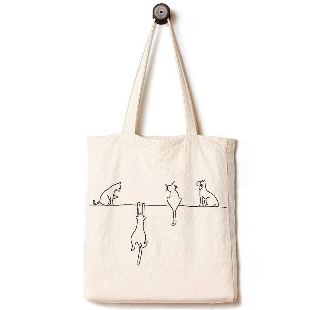 Heavy Duty Flat-Bottom Canvas Tote Bag with Side Pockets - Aesthetic Handmade from 12oz 100% Cotton, Reusable & Durable