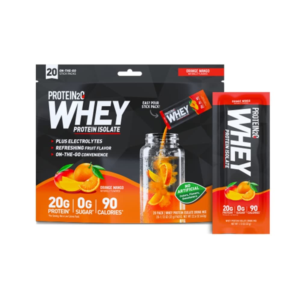 Protein2o Whey Protein Isolate Protein Powder, Orange Mango 20 Packs/1.13 Oz
