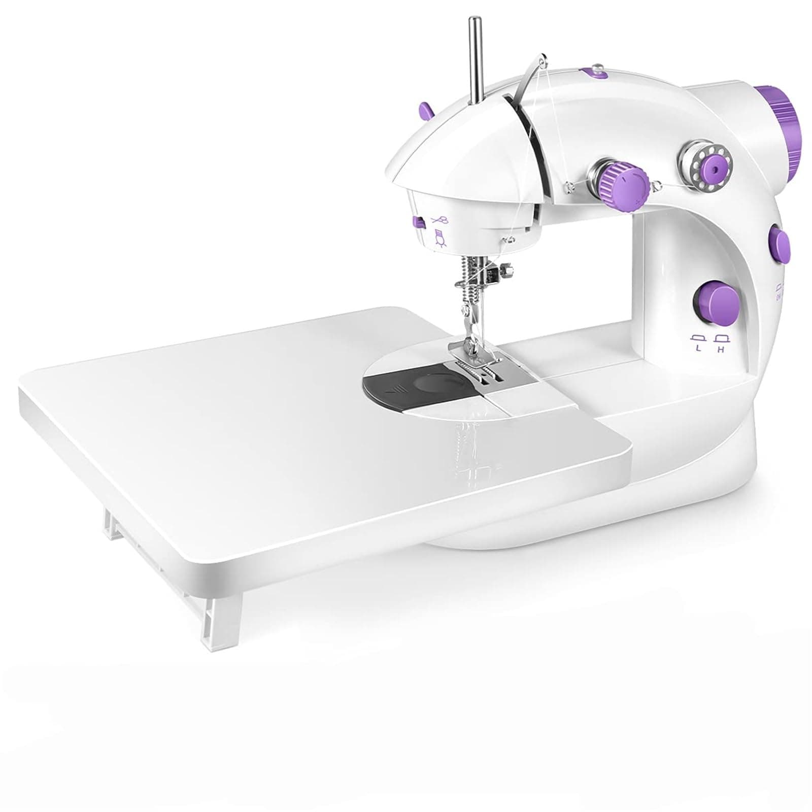 THE WHITE SHOP Portable Sewing Machine with Extension Table and Light,Mini Handheld Sewing Machine with Upgraded,Two Threads Double Speed Double Switches,Easy to Use for Kids,Beginners and DIY