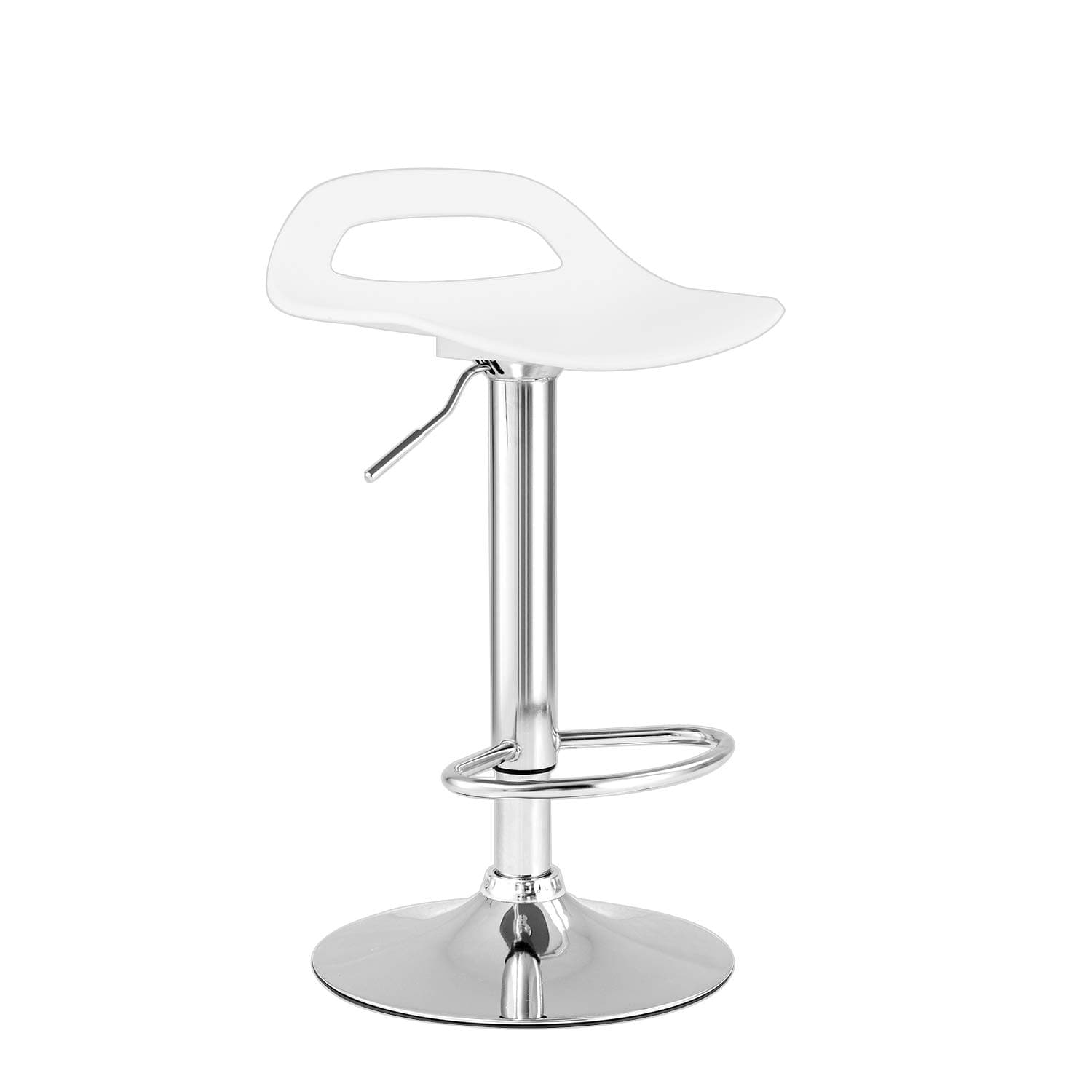 White Bar Stool * 1 Kitchen Stool Height and 360° Swivel Backless Metal Stool with Plastic Seat