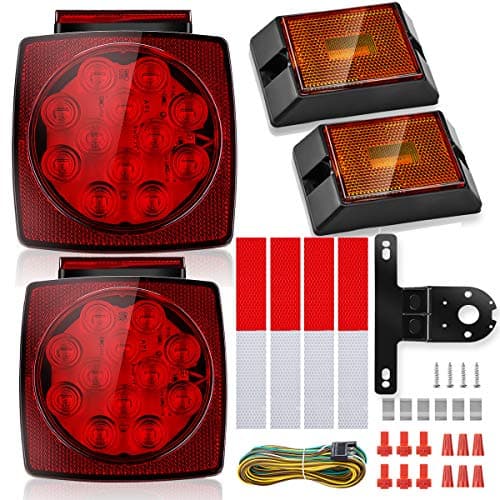 SUZCO Utility Led Boat Trailer Light Kit 12V, Low Profile Waterproof Outdoor Camper Trailer Tail Guide Poles Running Universal Replacement Light for Camper Truck RV Boat Snowmobile
