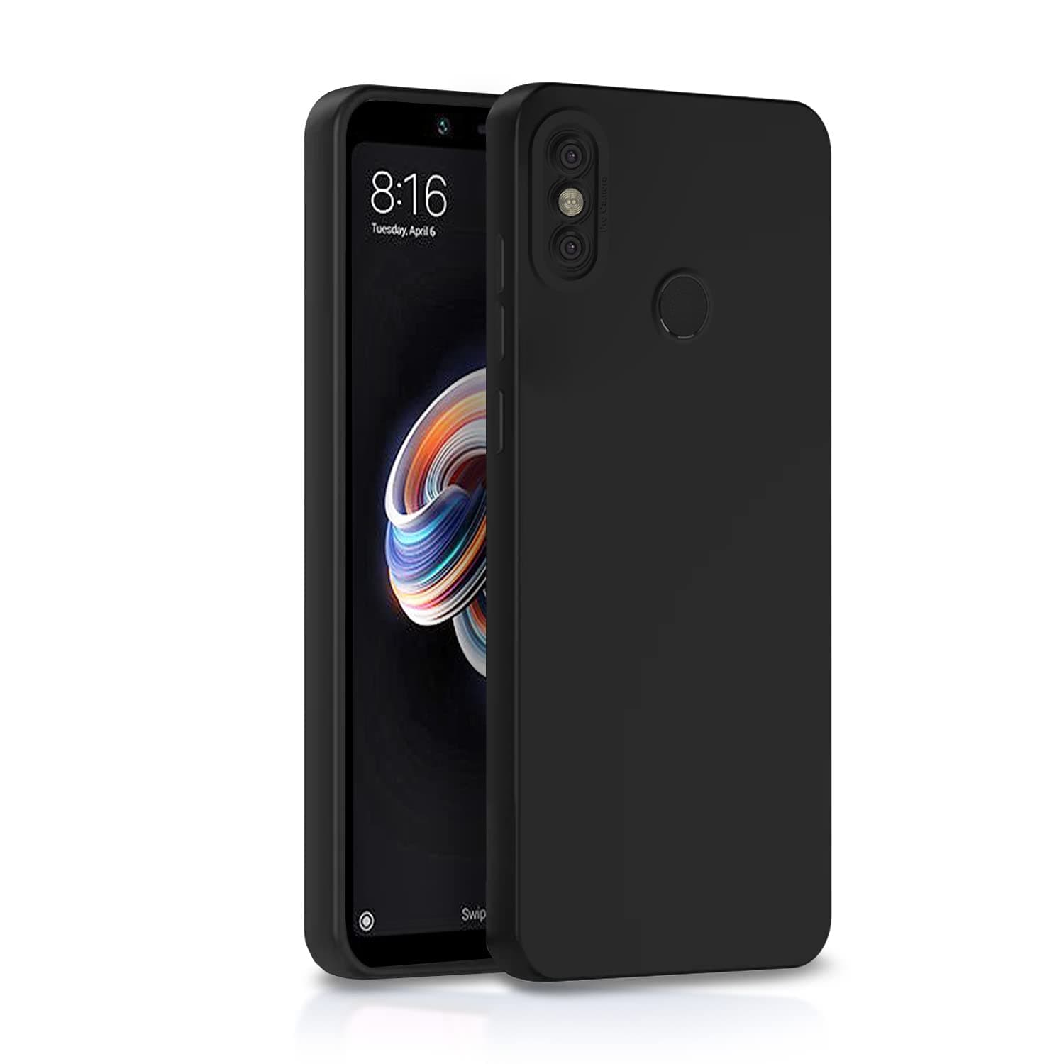 Pikkme Mi Redmi Note 5 Pro Back Cover Soft Matte Liquid Silicone TPU | Camera Protection | Shockproof Slim Back Case for Mi Redmi Note 5 Pro (Black)