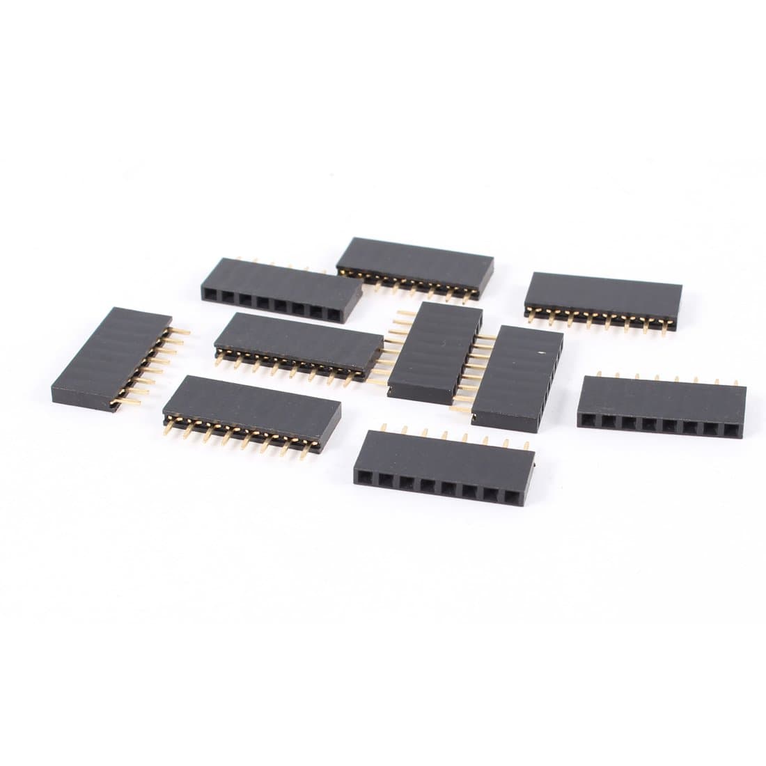 sourcing map 10 Pcs Single Row 2.54mm Pitch 8 Pin Straight Female Header Socket
