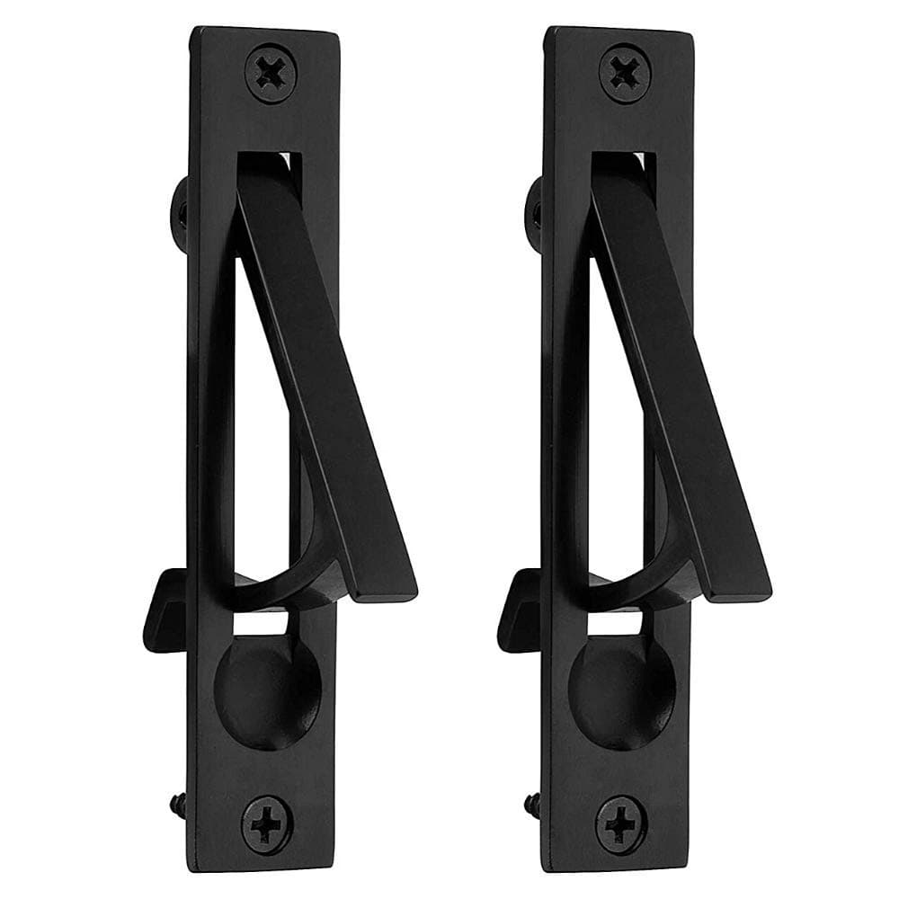 Wood Grip | 2 Pack Edge Pull Door Latch | Barn Door Handles | Pocket Door Lock | Suitable for Closet Door, Bathroom, Laundry, and Hallway Doors | Edge Bathroom Door (Matte Black, 2 Pack)