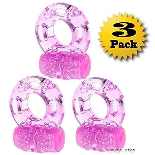 ABWEY 3Pcs Silicone Men's Lock Ring Time Delay Ring Pink