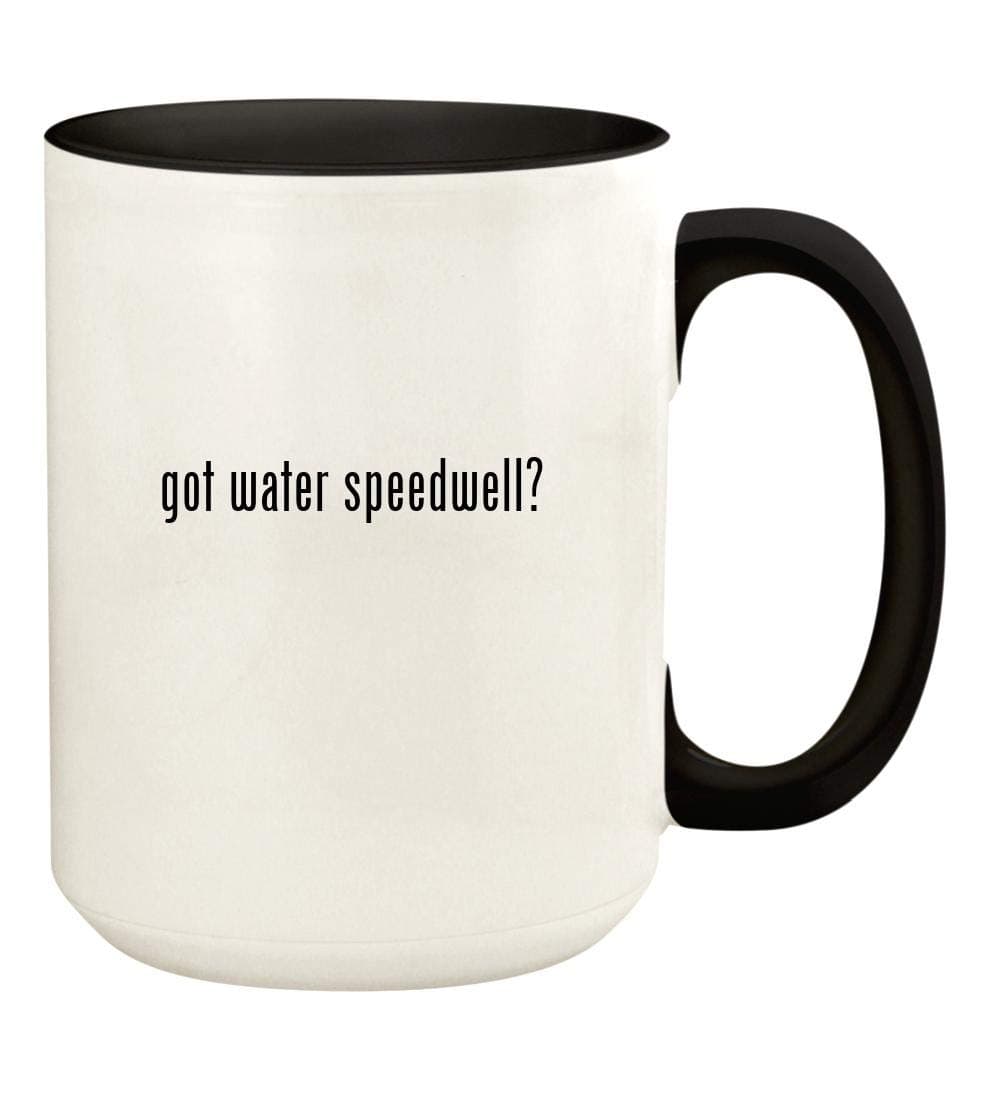 got water speedwell? - 15oz Ceramic Colored Handle and Inside Coffee Mug Cup, Black