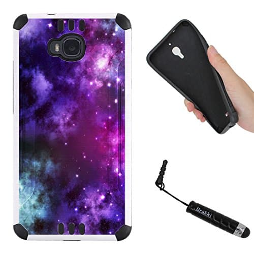 URAKKI Case, White Hybrid 2-Layer Rugged Armor Hard Cover Case Compatible with Huawei Ascend XT H1611 (2016) / (NOT for) Ascend XT2 H1711 (2017) [Purple Galaxy] Case
