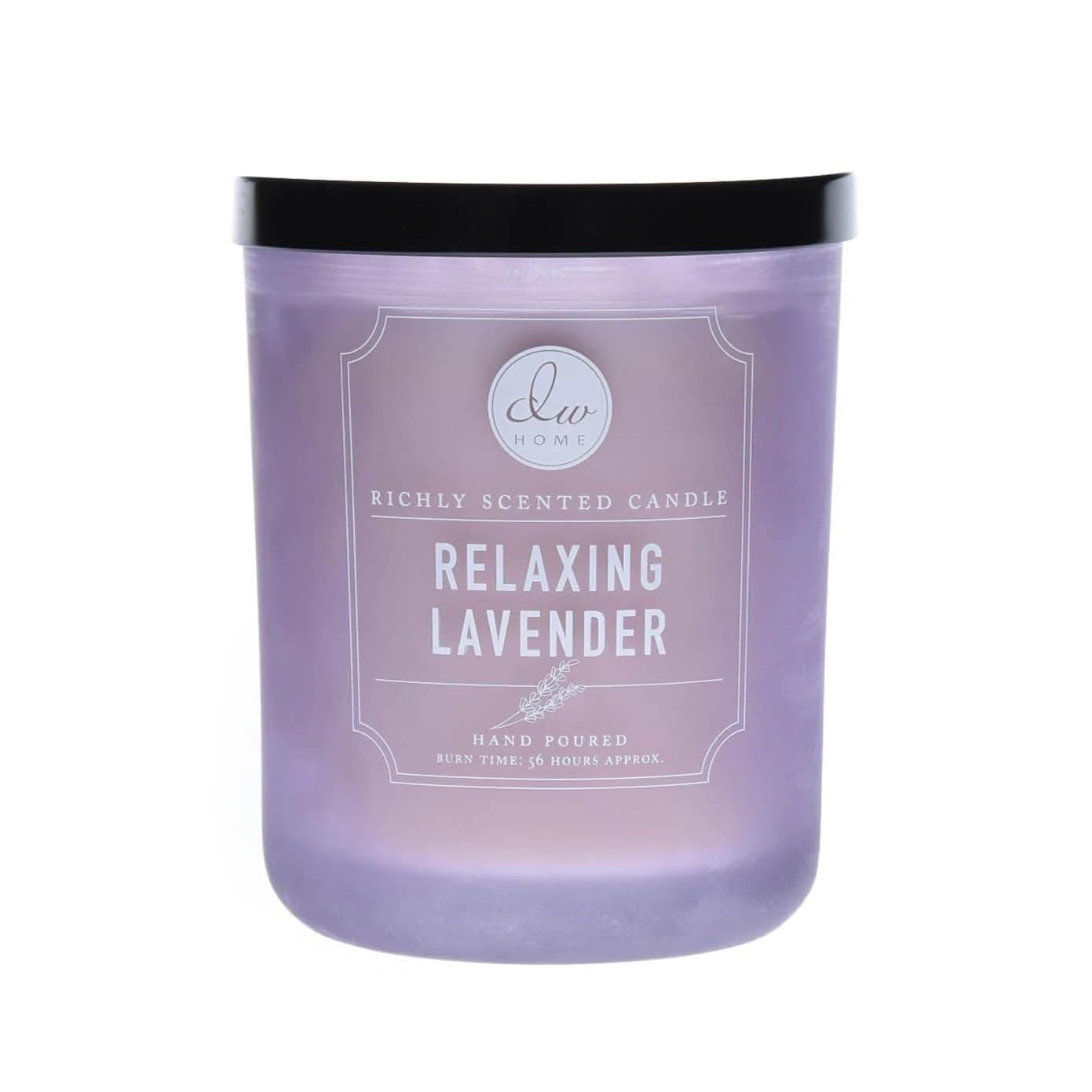 Relaxing Lavender Scented Candle Hand Poured Into a Frosted Heavy Glass Jar 15 Ounces with Two Wicks by DW Home