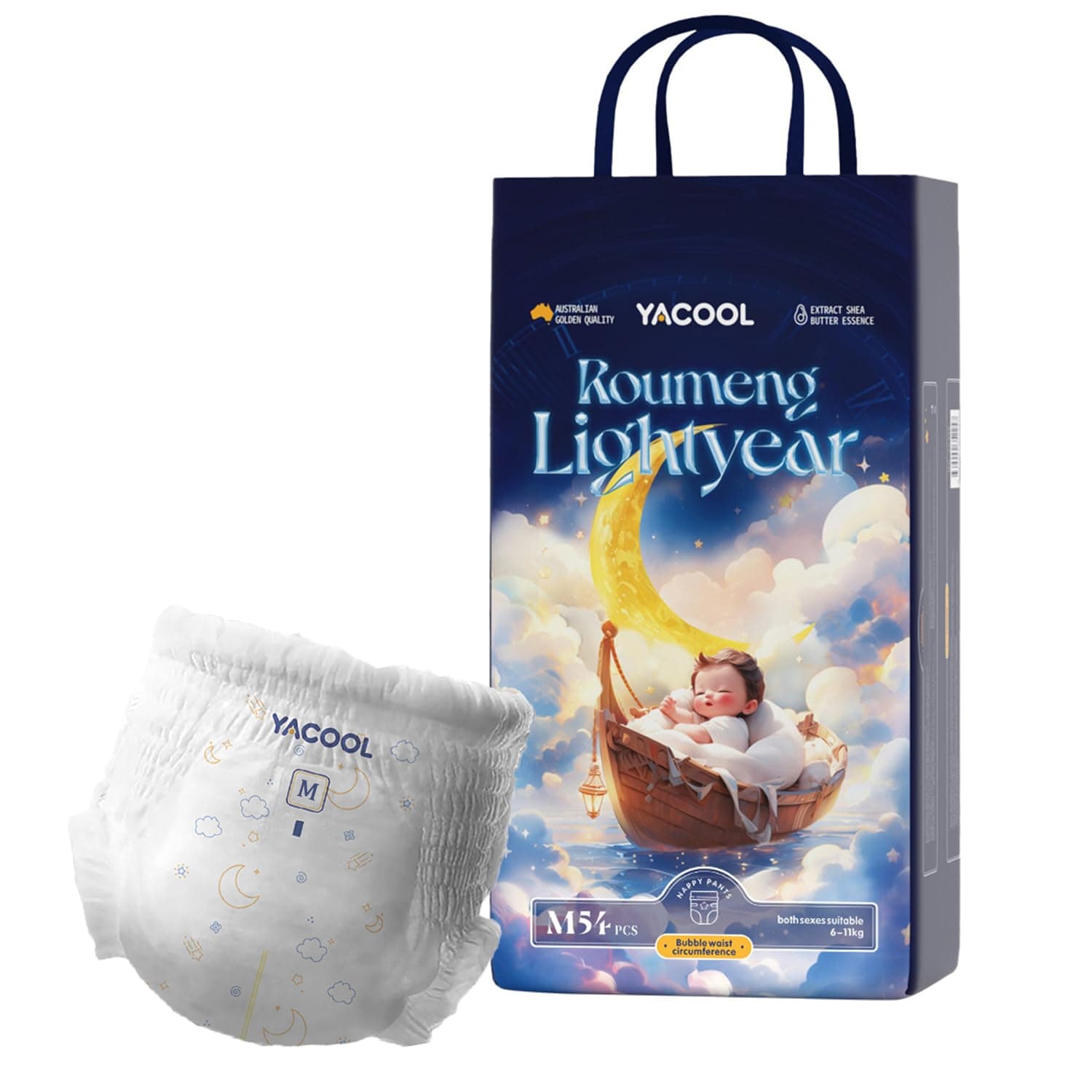 Baby Diaper Pants, Pull-Up Style, Size M (6–12kg), 56 Count – Ultra Soft, Leak-Proof, Hypoallergenic & Absorbent