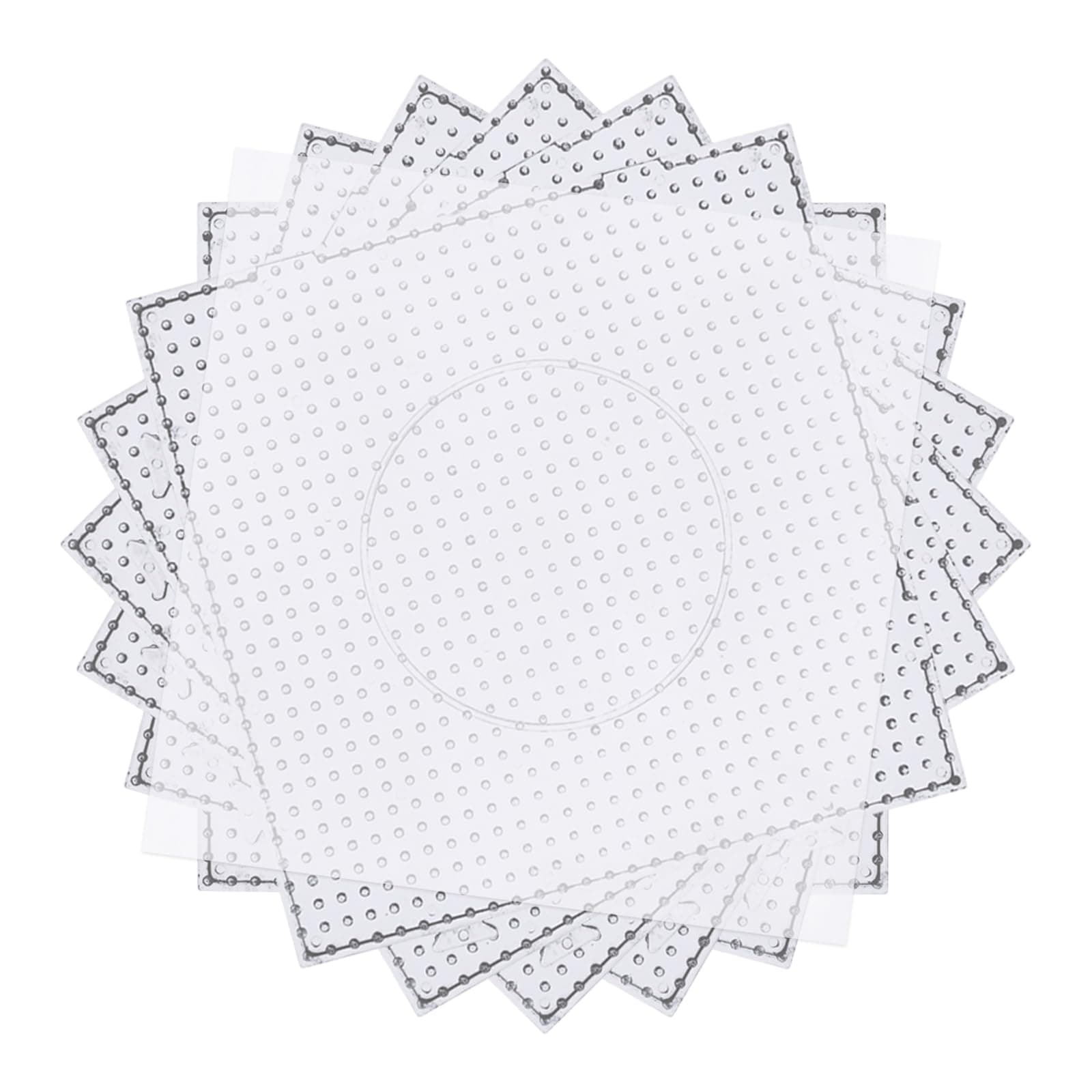 Phinus 6 PCS 5mm Fuse Beads Pegboards Kits, Plastic Bead Boards with 4 PCS Ironing Paper, Large Square Clear Beads Pegboards for Kids Craft Bead, DIY Craft Bead