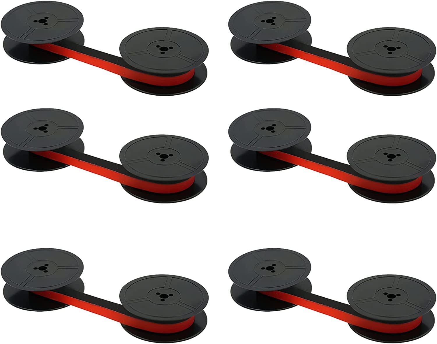 Typewriter Ink Spool Ribbon GR1 - Red & Black (6 Pack) - Twin Spool Ribbon for Olympia Typewriter