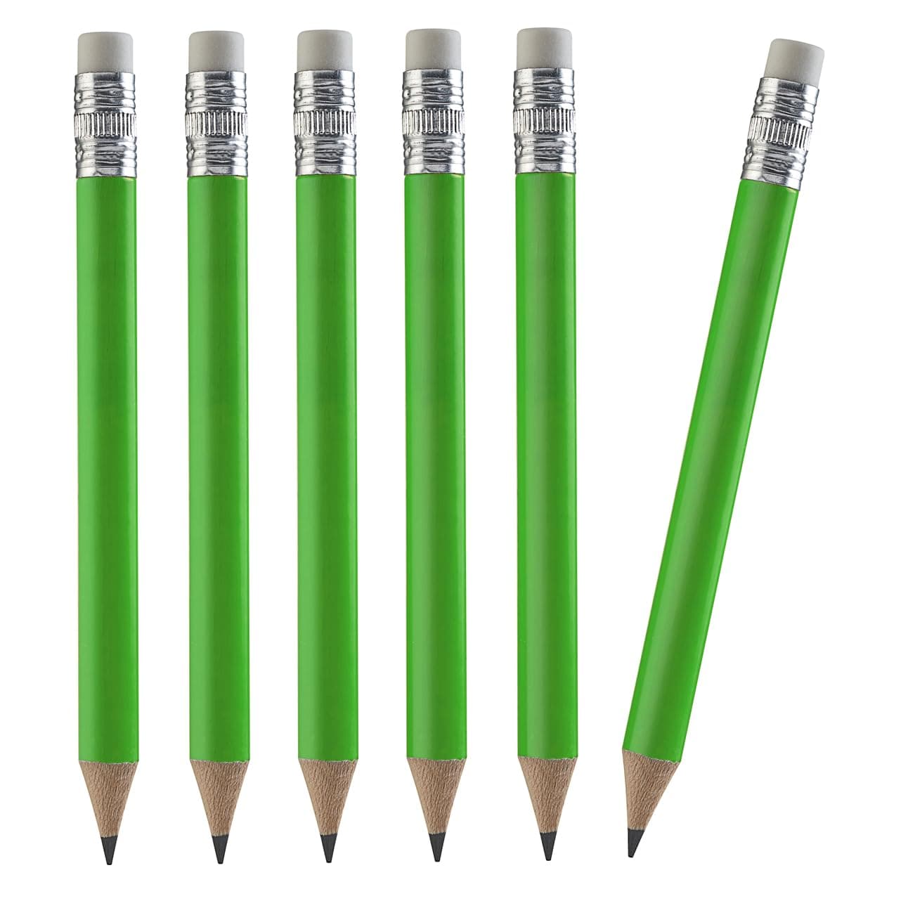 TH Golf 100pcs Premium Golf Pencils, 4 Inch Mini Half Pencils with Eraser Sharpened Wood Mini Round for Schools Wedding Toddlers Home Corporate Multiple Colours (Neon Green)