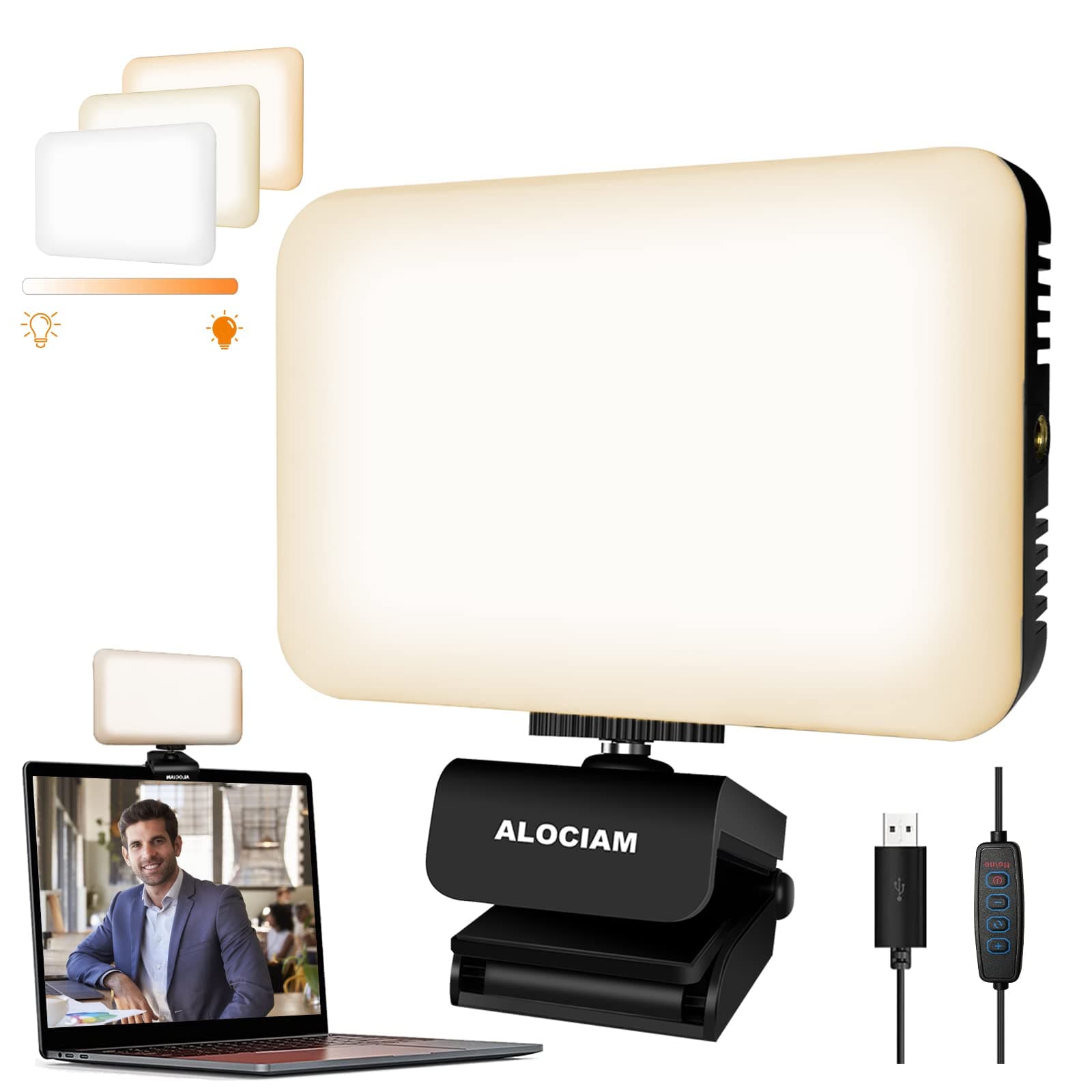 Video Light, Conference Lighting Kit, Zoom Calls Ring with Softbox for Laptop, Computer , Ipad (No Glare) 3200K-6500K Adjustable Brightness with Webcam Mount