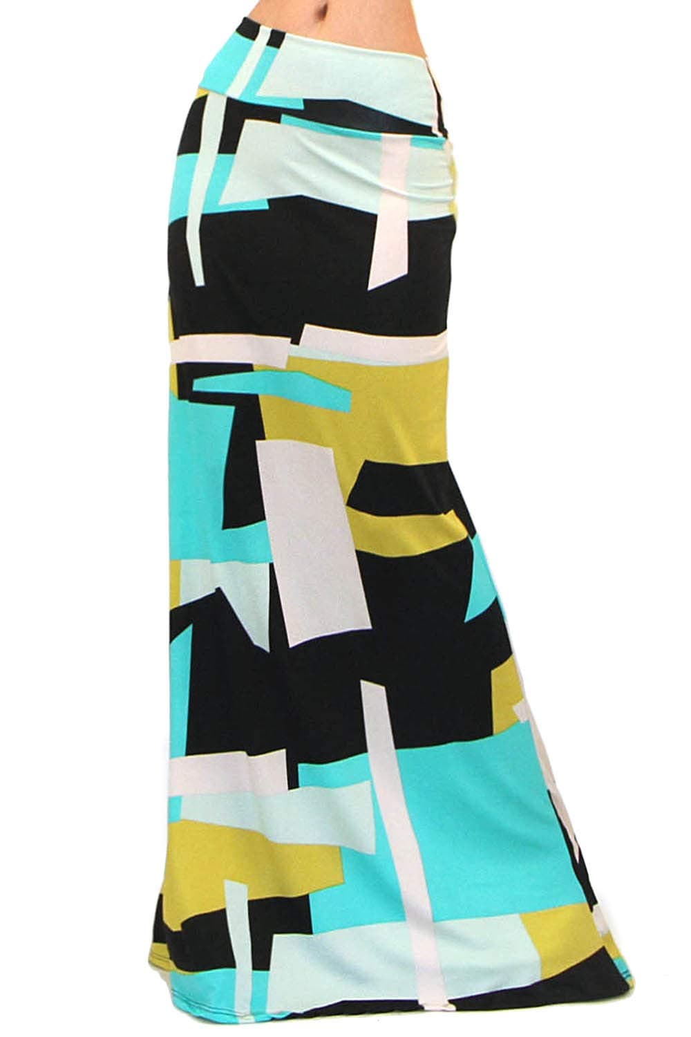 GotStyle Vivicastle Women's USA Spand Long Solid Rayon Foldover Maxi Skirt