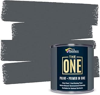 All-In-One Paint & Primer - Dark Grey Matte, 8.5 Fl Oz/250ml Sample | 1 Coat Formula | Easy Indoor & Outdoor Decorating for Home & Garden Walls, Floors & Furniture | Water-Based & Low VOC