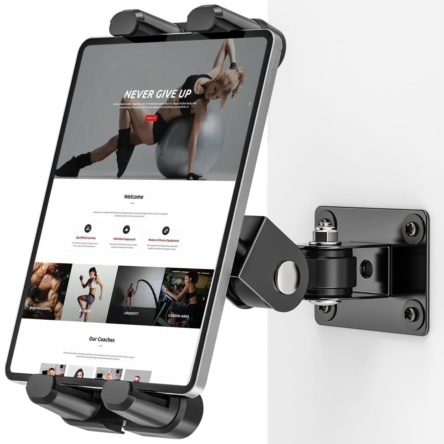 Tablet Wall Mount -360°Adjustable Tablet Wall Holder for All 4.7-12.9 Inch Tablet and Smartphone, Kitchen Wall Mount Tablet Stand Suitable for Kitchen, Office, Warehouse and More