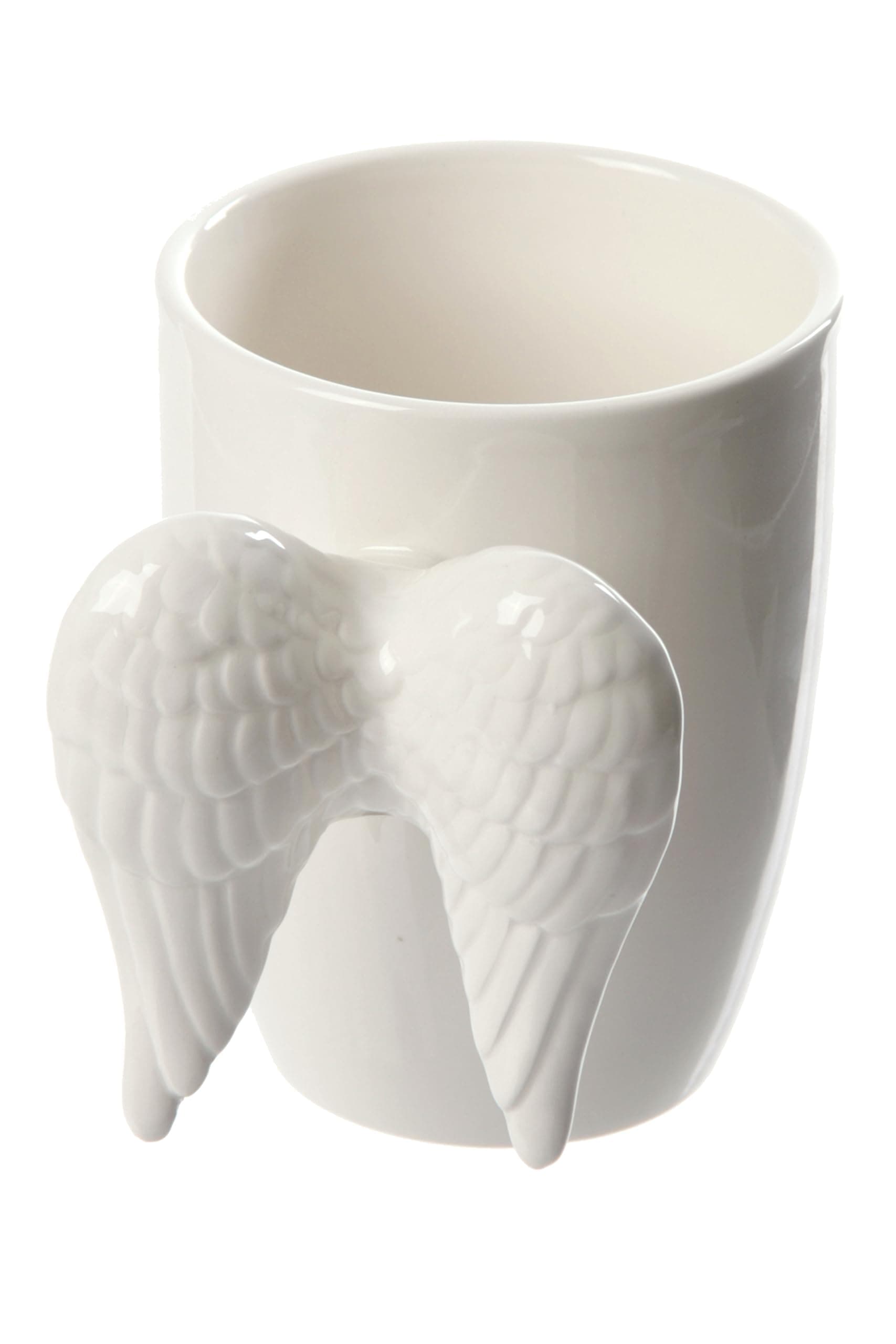 White Angel Wings Ceramic Shaped Handle Mug - University Essentials - Cute Gifts for Girlfriend - Large Mugs for Men Women Hot Drinks - Cute Cups Presents - Secret Santa Gifts - Cup Set